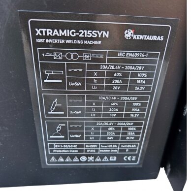 Pusautomatis Kentauras XTRAMIG-215SYN 200A 220V  15 KG RITĖ 7